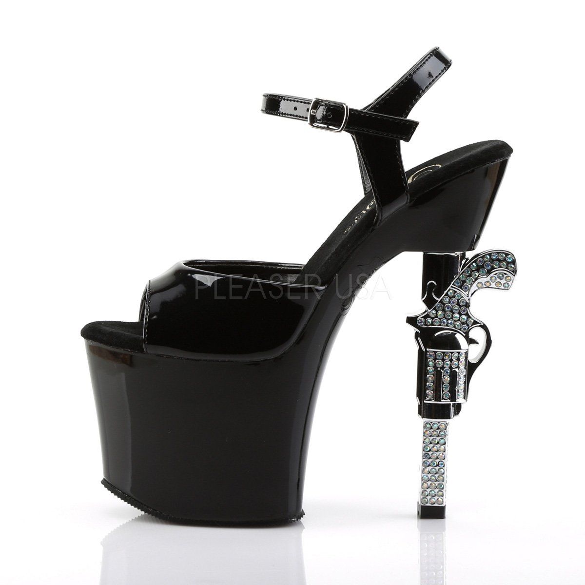 REVOLVER-709 Black Platform Sandal Pleaser