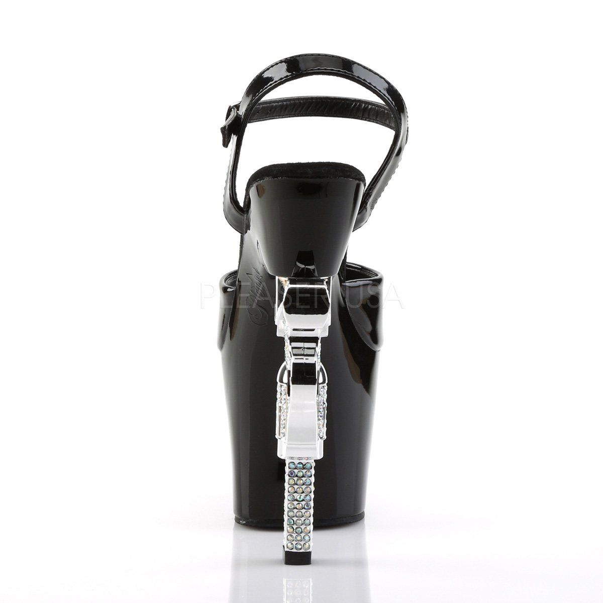 REVOLVER-709 Black Platform Sandal Pleaser