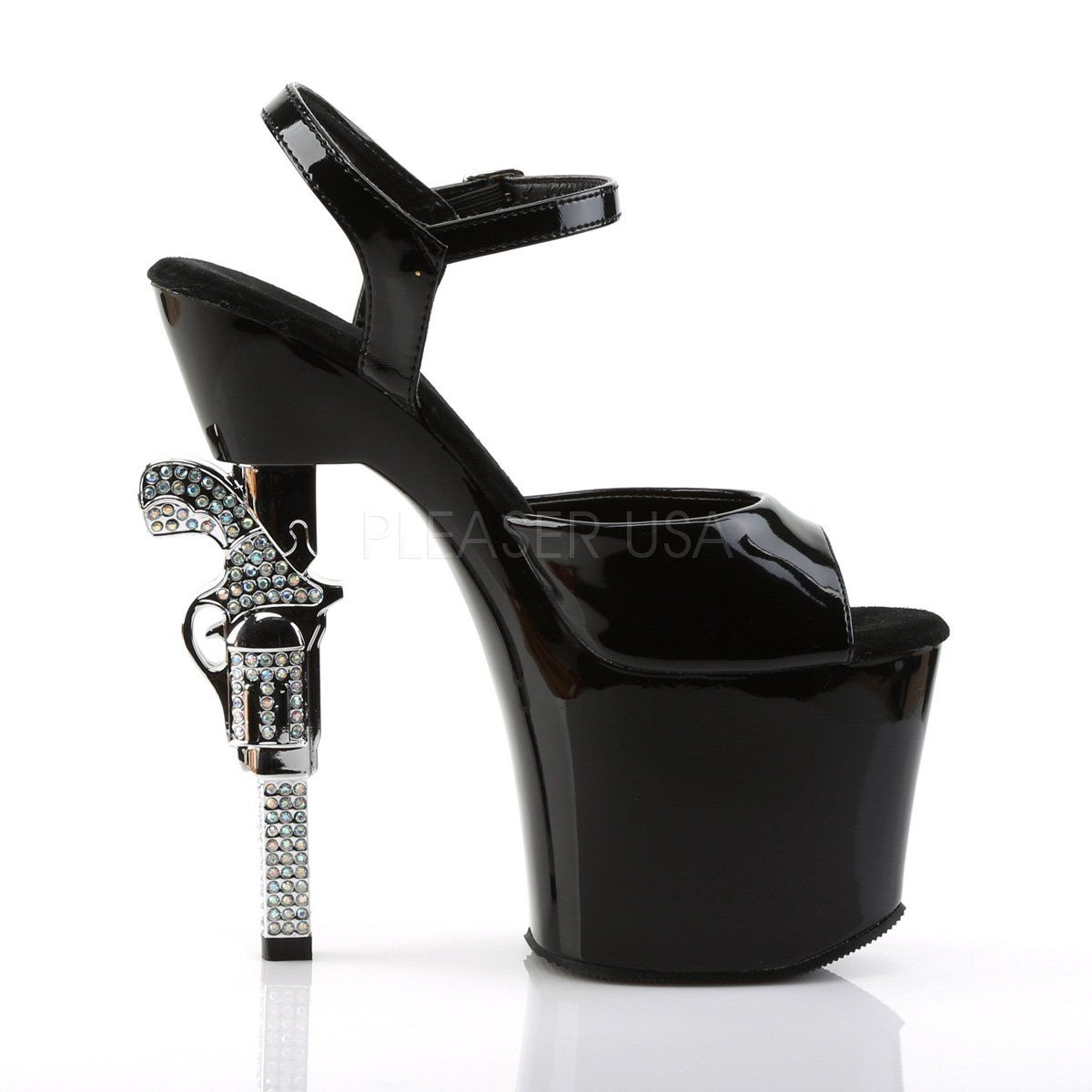REVOLVER-709 Black Platform Sandal Pleaser