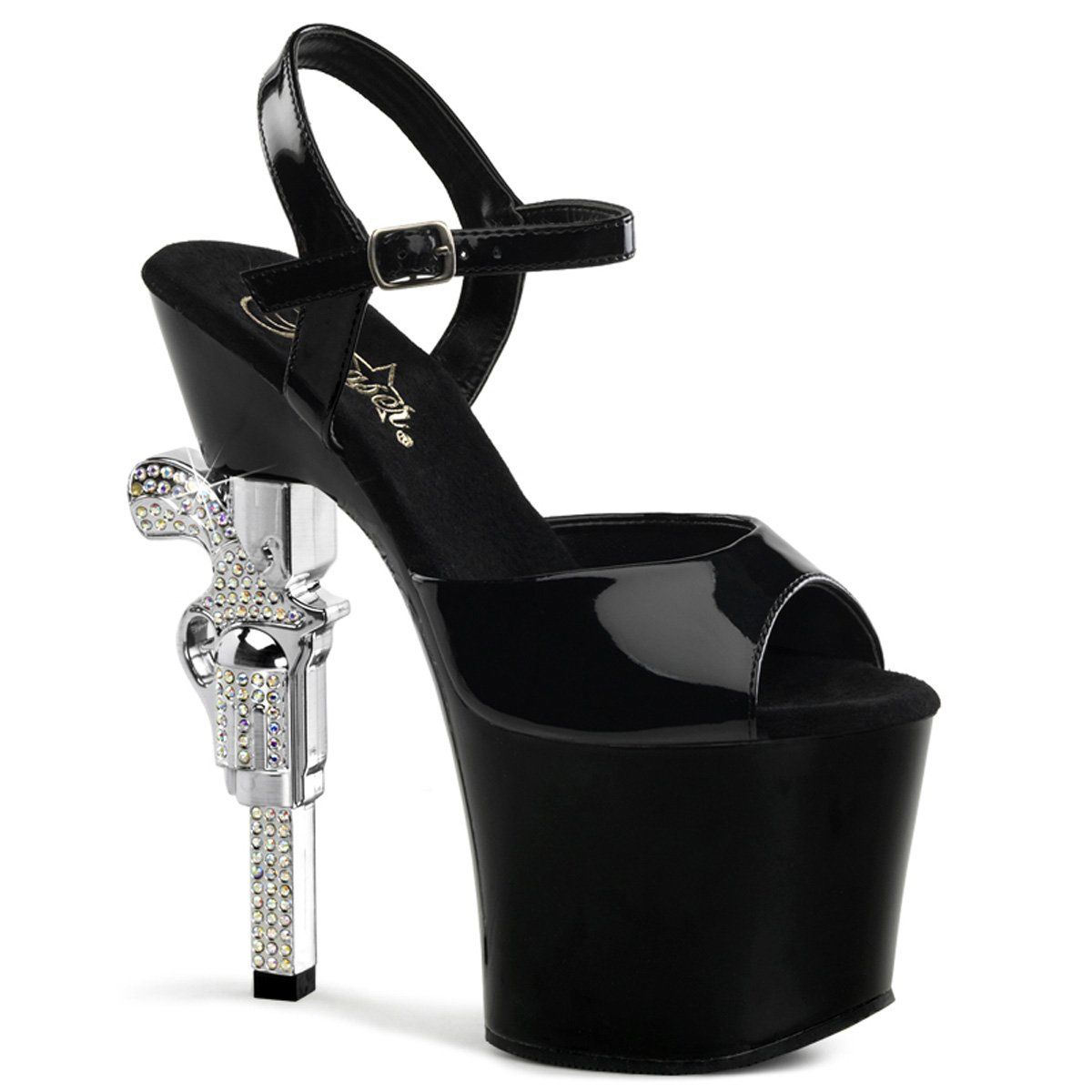 REVOLVER-709 Black Platform Sandal Pleaser