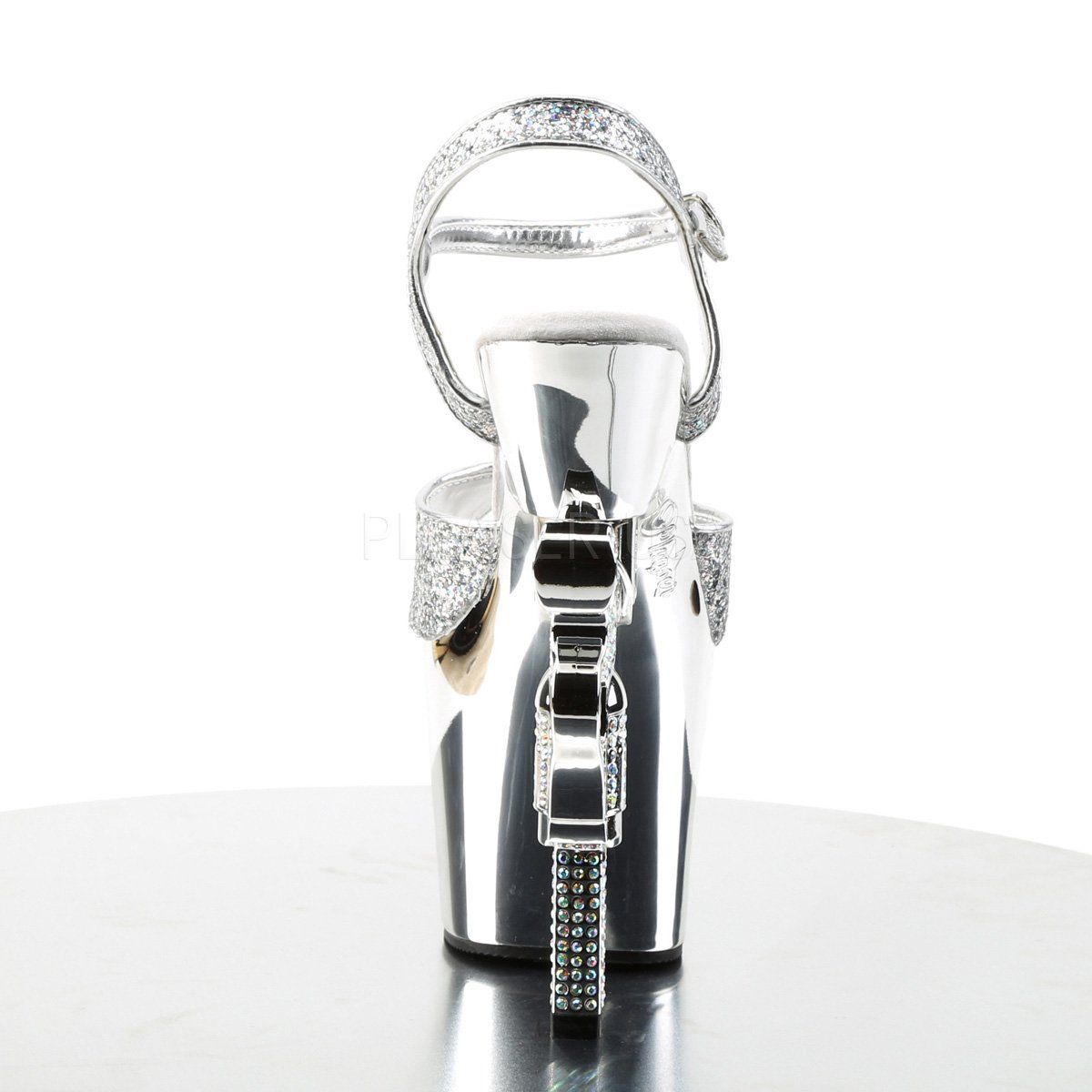 REVOLVER-709G Silver Multi Glitter/Silver Chrome Platform Sandal Pleaser