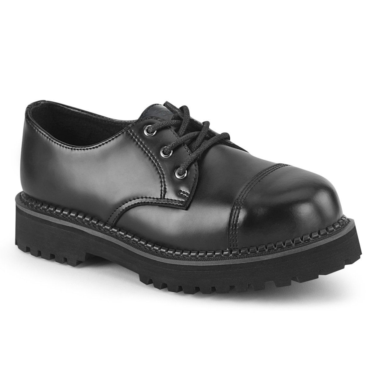 RIOT-03 Black Leather Shoe Demonia