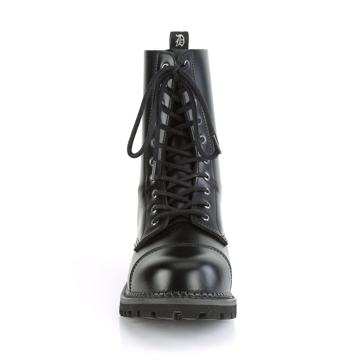 RIOT-10 Black Leather Ankle Boot Demonia