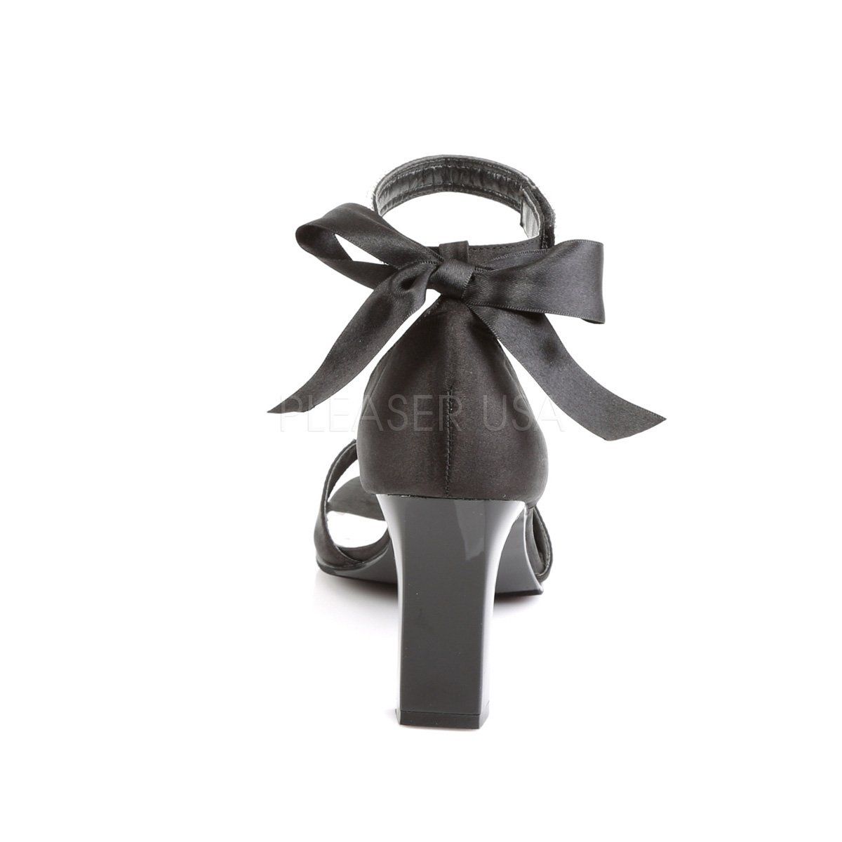 ROMANCE-372 Black Satin Pleaser Pink Label