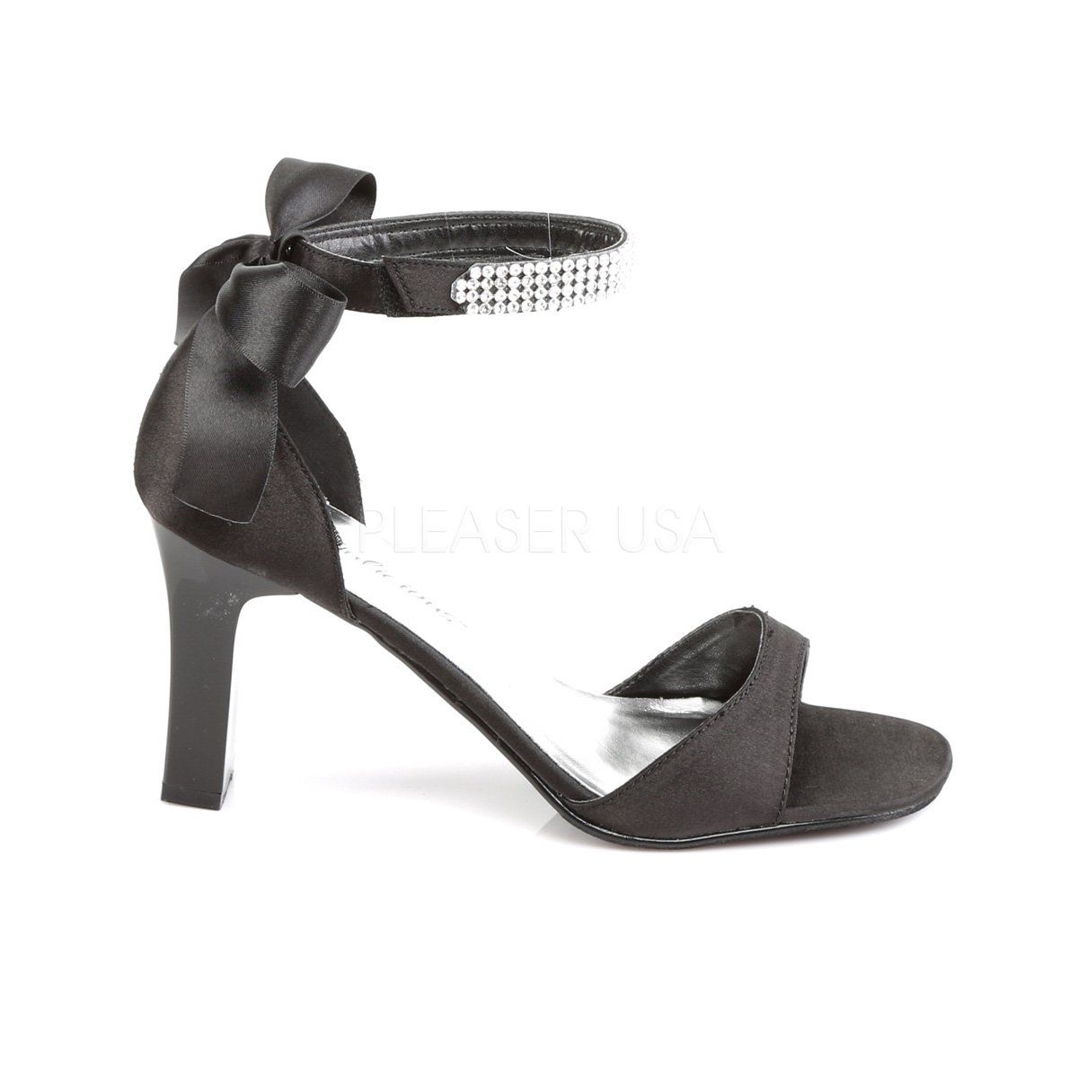 ROMANCE-372 Black Satin Pleaser Pink Label