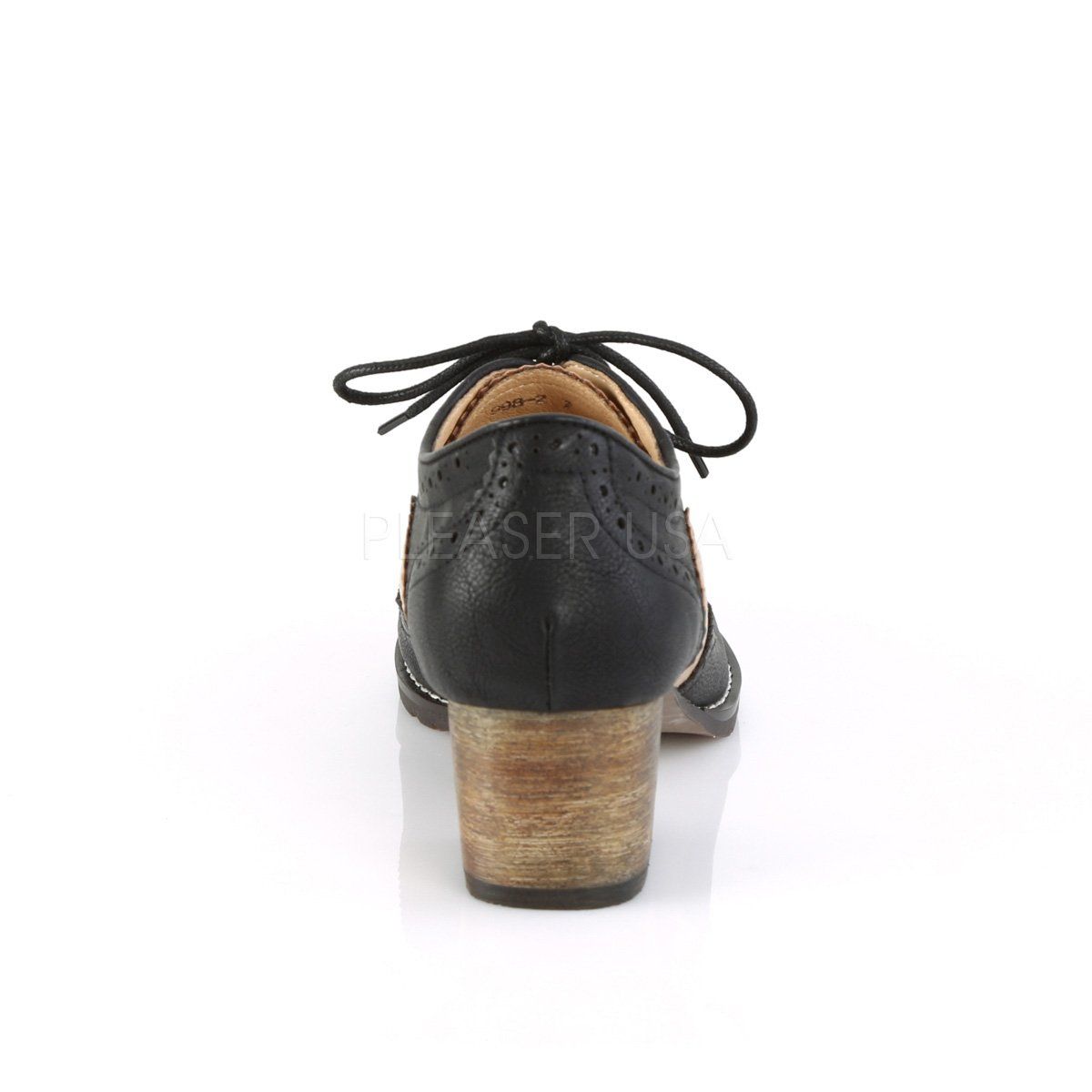 RUSSELL-34 Black-Tan Faux Leather Pin Up Couture
