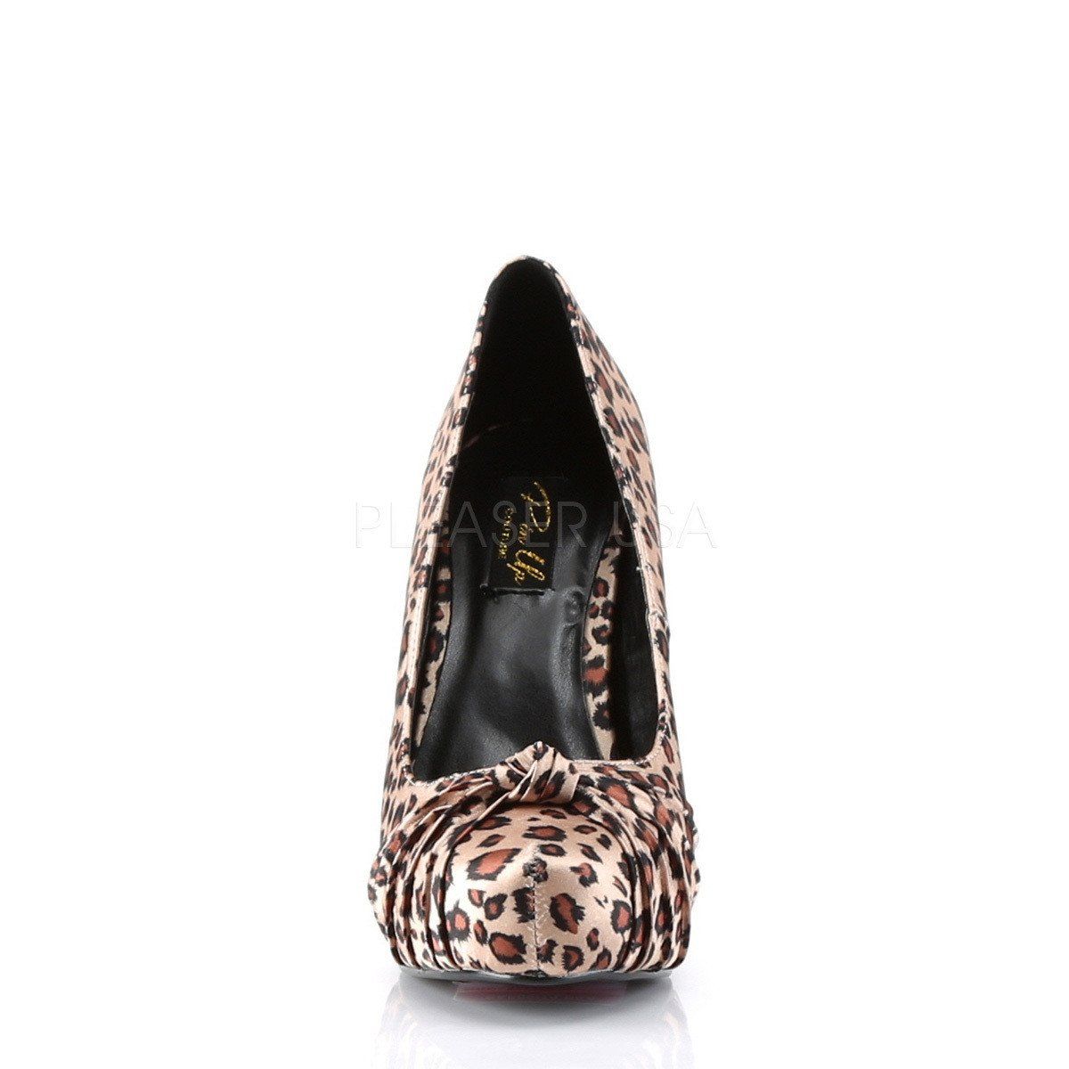 SAFARI-06 Tan Leopard Print Satin Pin Up Couture