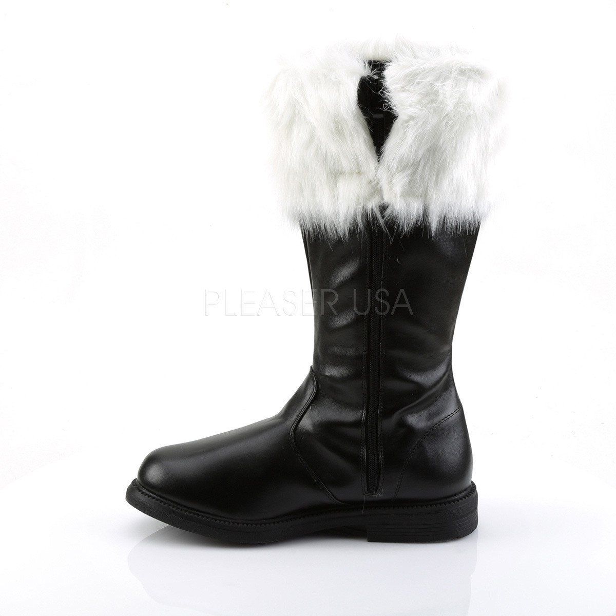 SANTA-100 Black Pu-White Faux Fur Funtasma