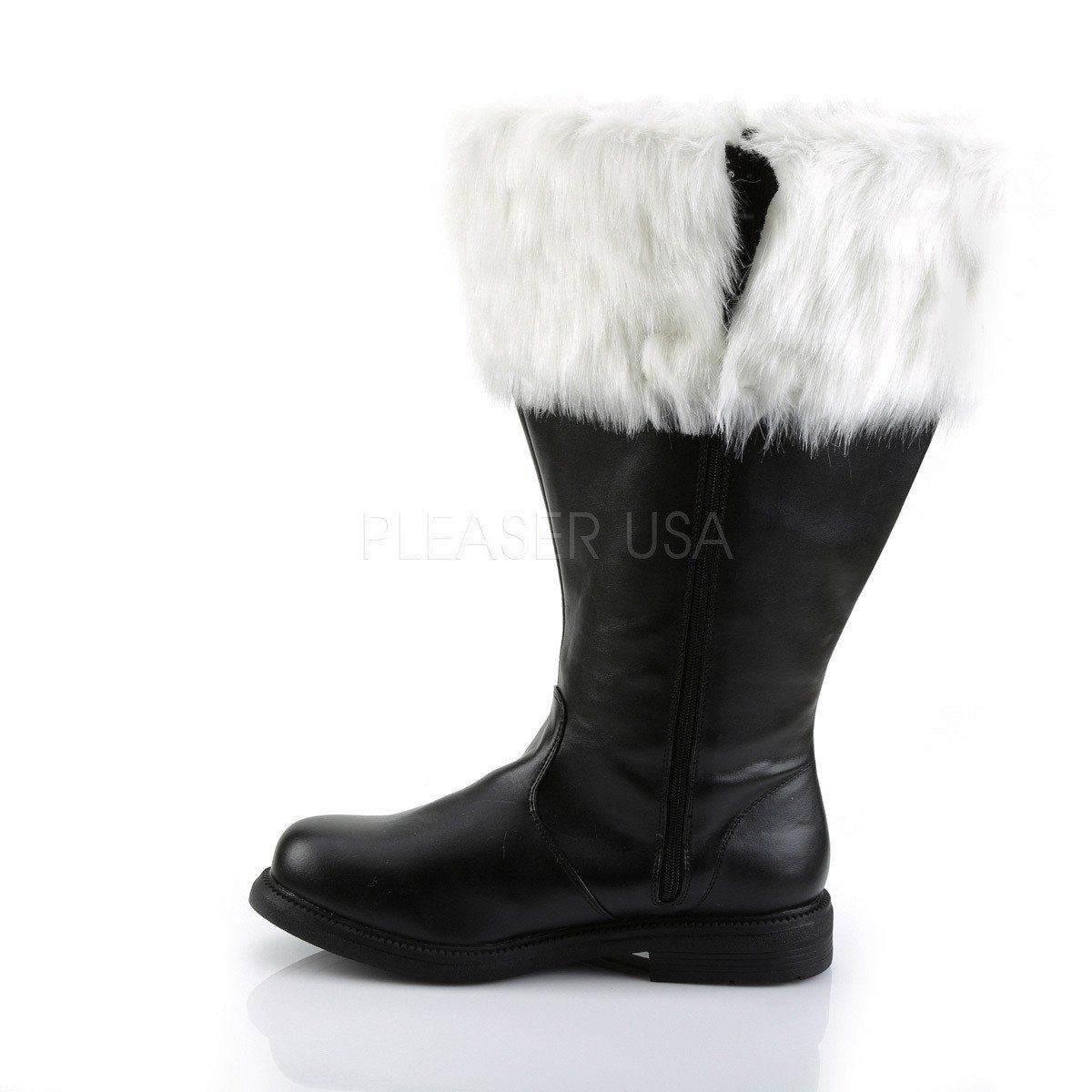 SANTA-106WC Black Pu-White Faux Fur Funtasma