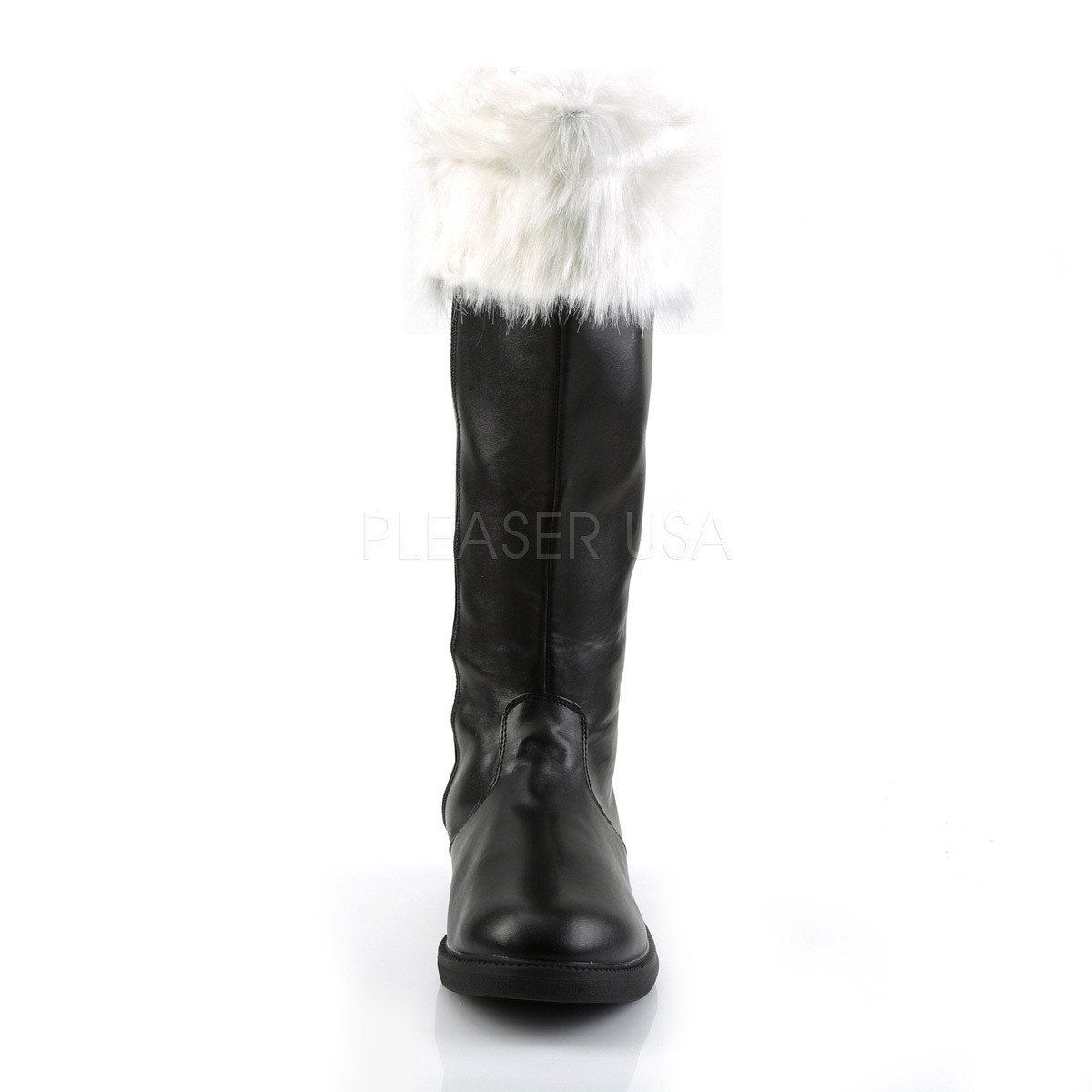 SANTA-108 Black Pu-White Faux Fur Funtasma