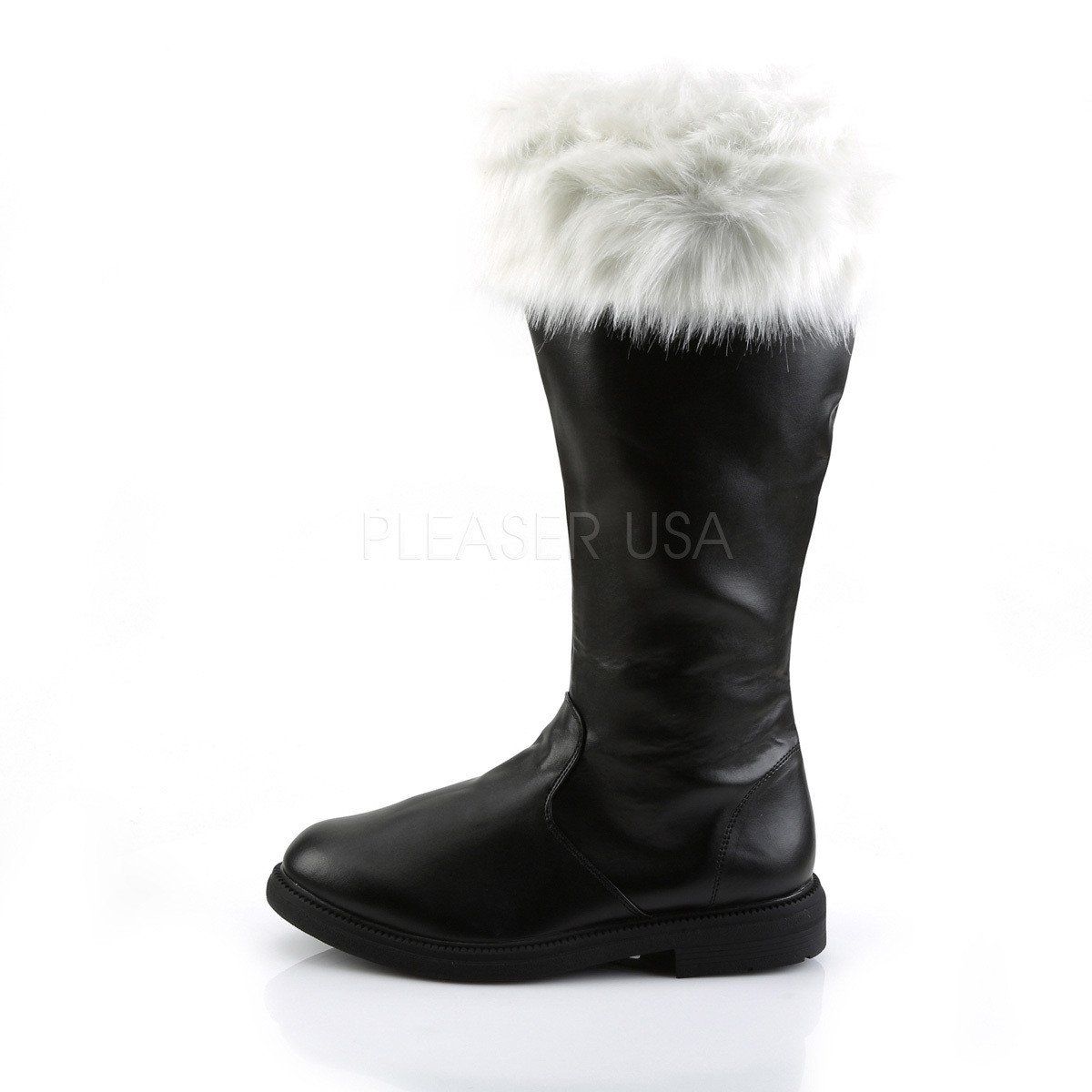 SANTA-108 Black Pu-White Faux Fur Funtasma
