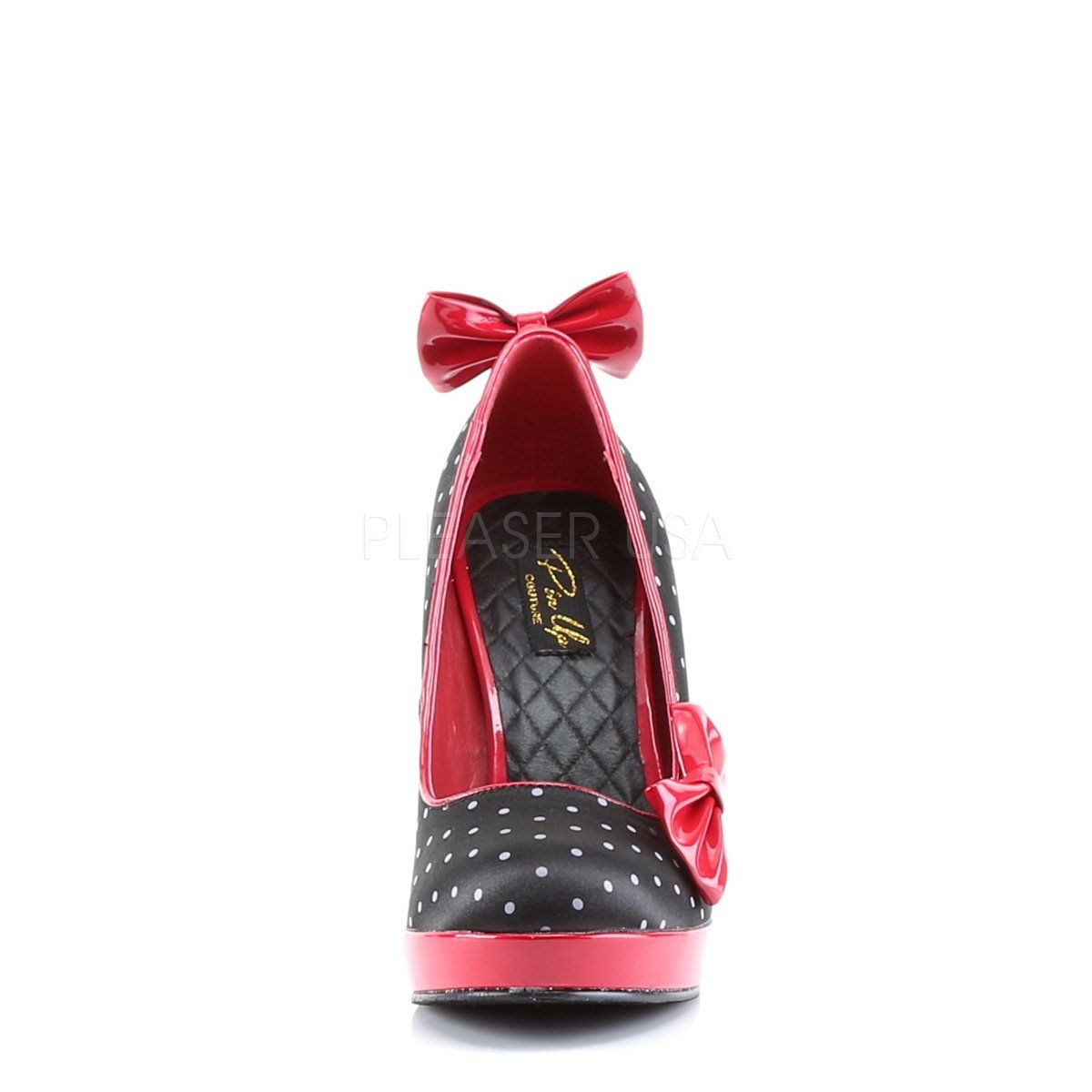 SECRET-12 Black Satin-Red (Polka Dots Print) Pin Up Couture