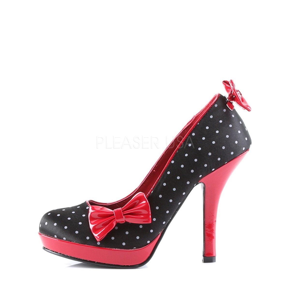 SECRET-12 Black Satin-Red (Polka Dots Print) Pin Up Couture