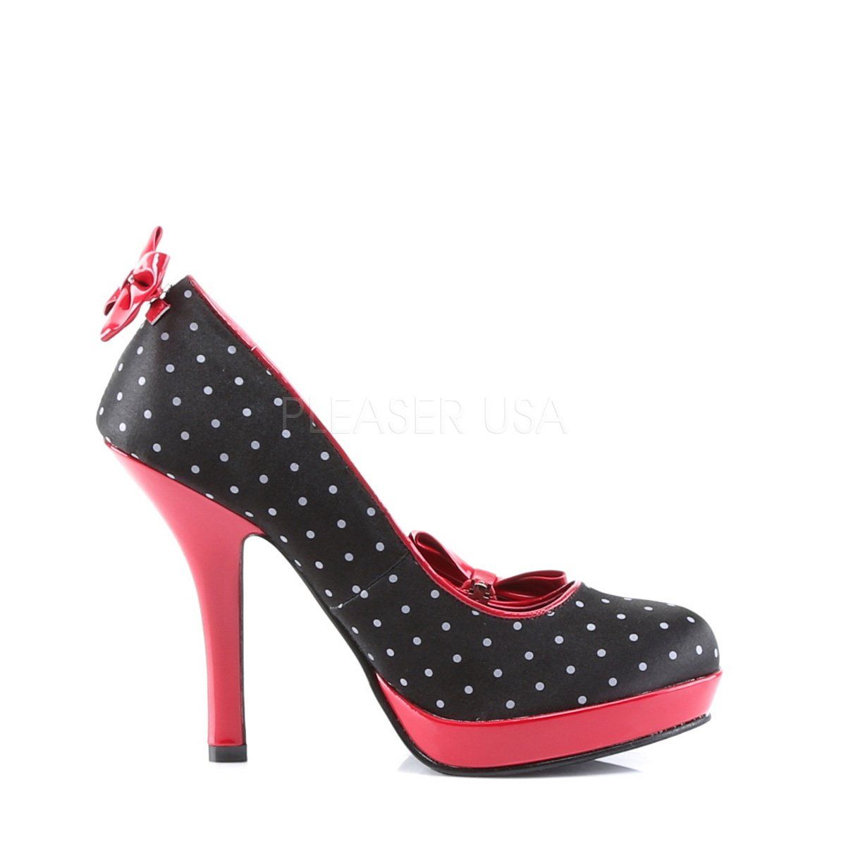SECRET-12 Black Satin-Red (Polka Dots Print) Pin Up Couture