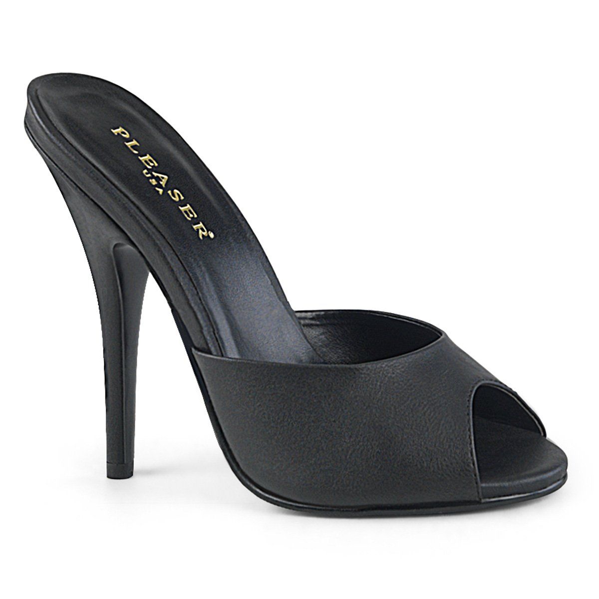 SEDUCE-101 Black Faux Leather Sandal Pleaser