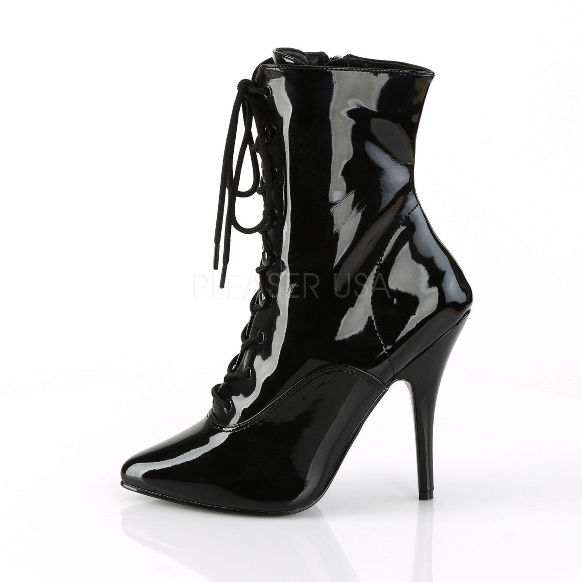 SEDUCE-1020 Black Patent Ankle Boot Pleaser