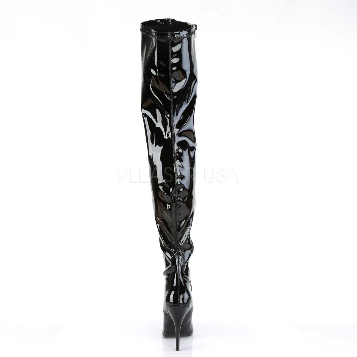 SEDUCE-3000 Black Stretch Patent Thigh Boot Pleaser