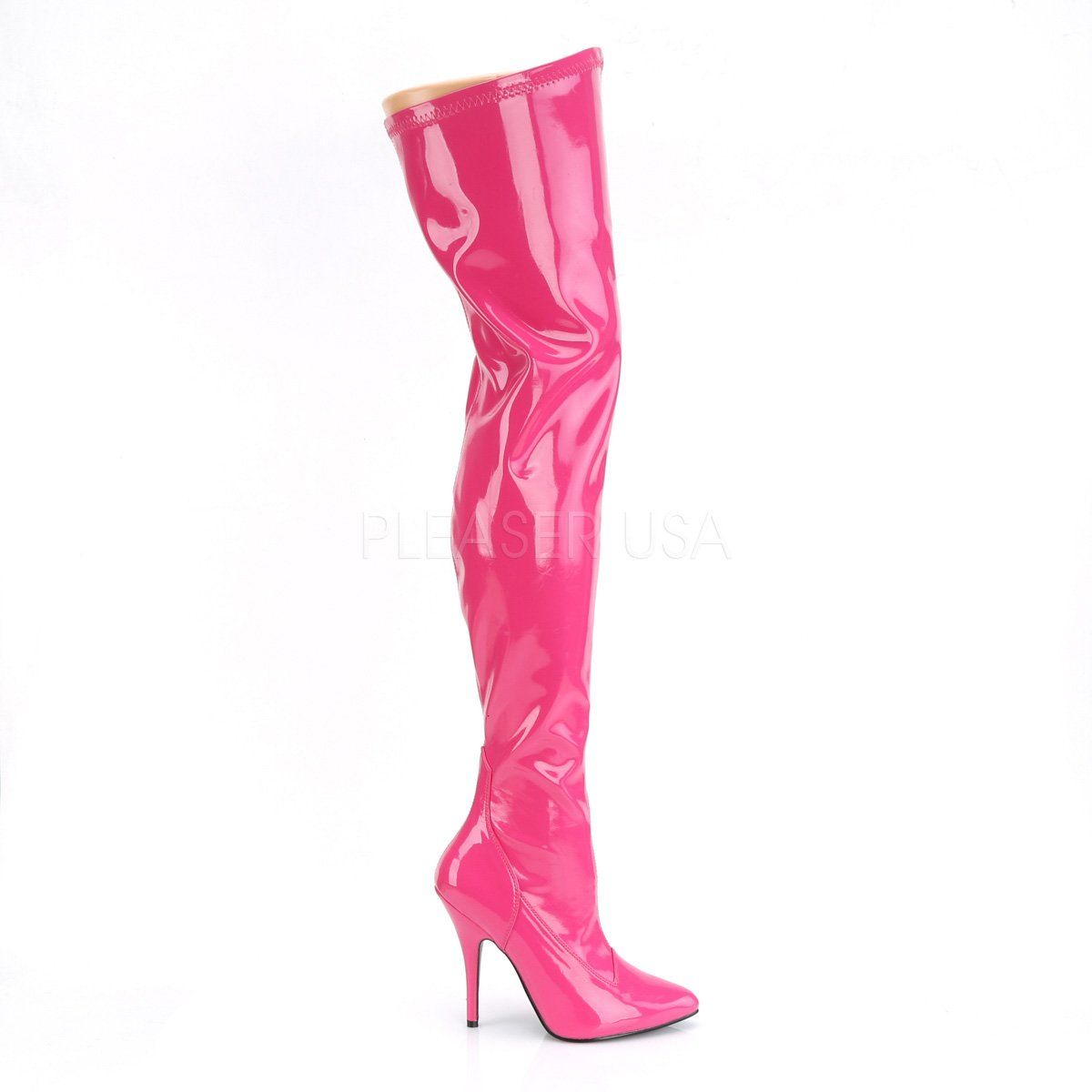 SEDUCE-3000 Hot Pink Stretch Patent Thigh Boot Pleaser
