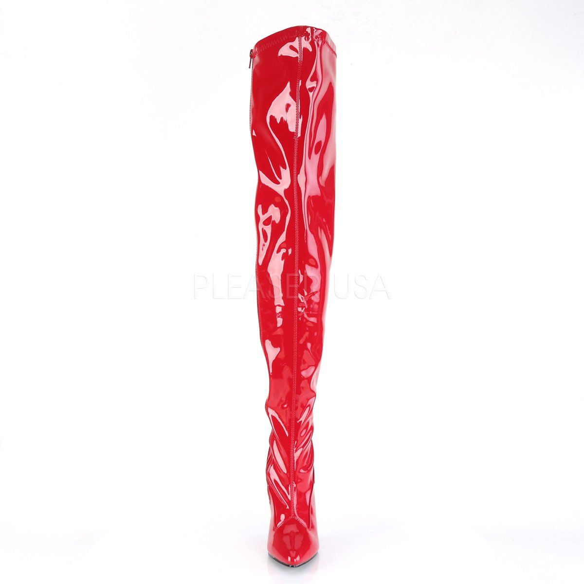 SEDUCE-3000 Red Stretch Patent Thigh Boot Pleaser