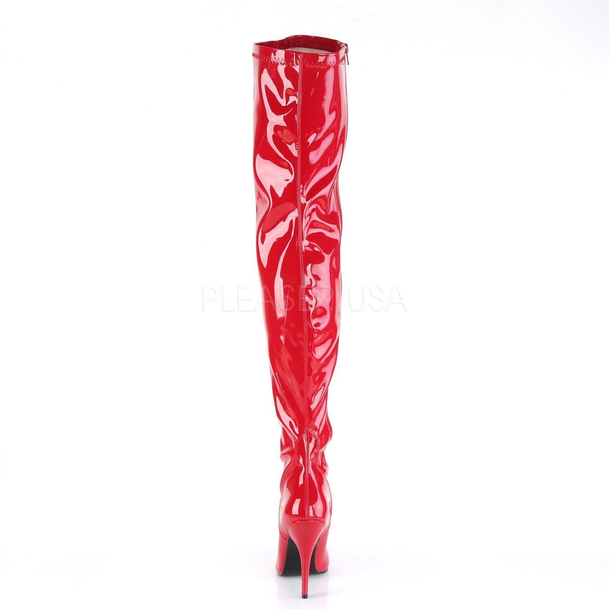 SEDUCE-3000 Red Stretch Patent Thigh Boot Pleaser