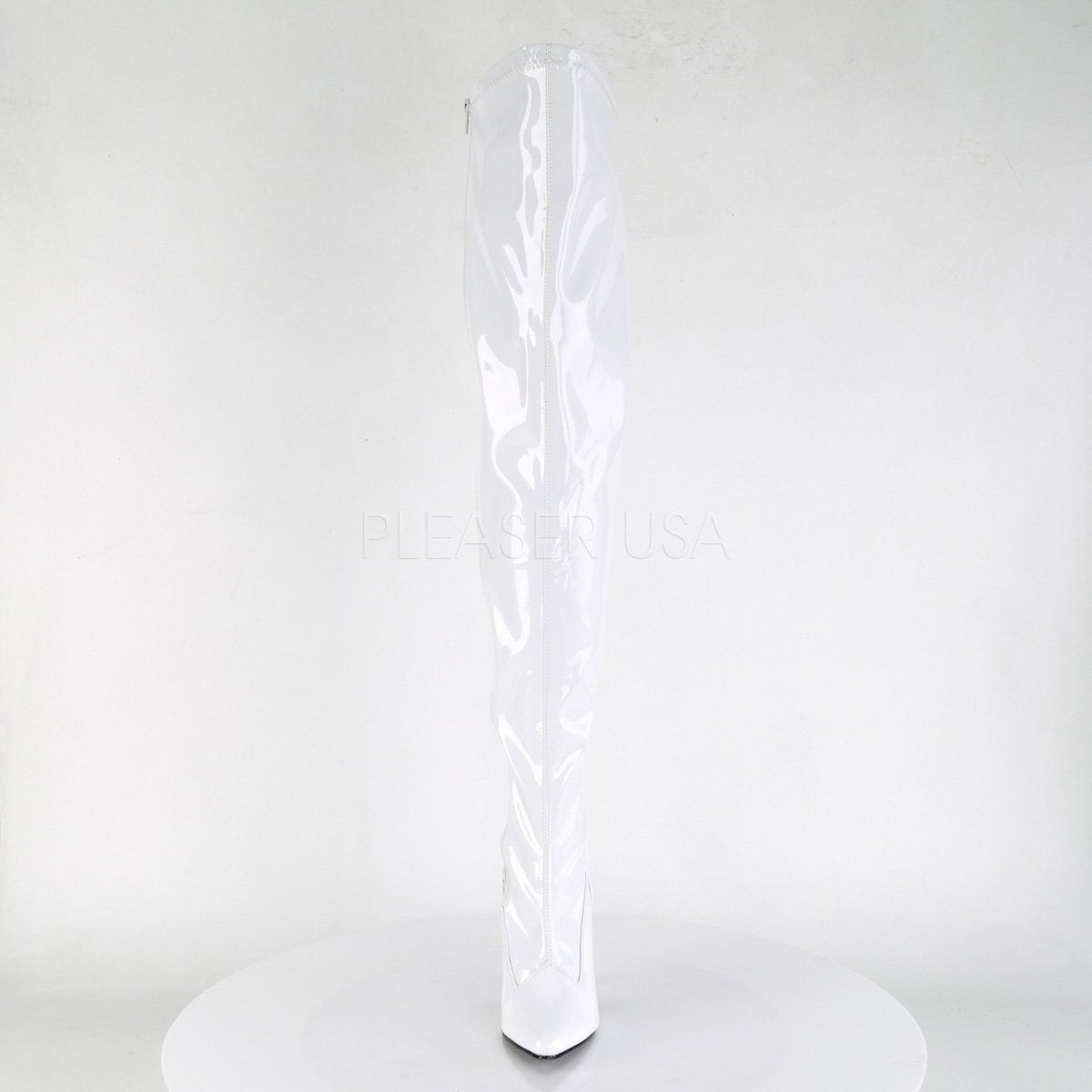 SEDUCE-3000 White Stretch Patent Thigh Boot Pleaser