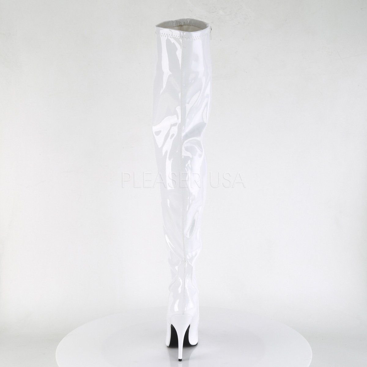 SEDUCE-3000 White Stretch Patent Thigh Boot Pleaser