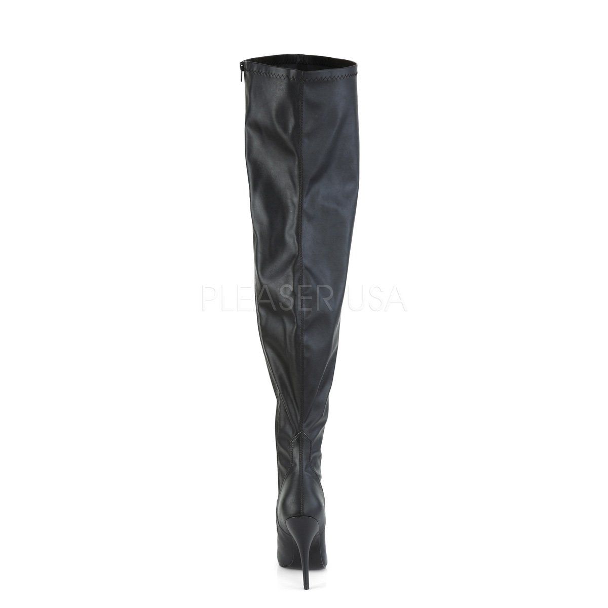 SEDUCE-3000WC Black stretch Faux Leather Pleaser Pink Label