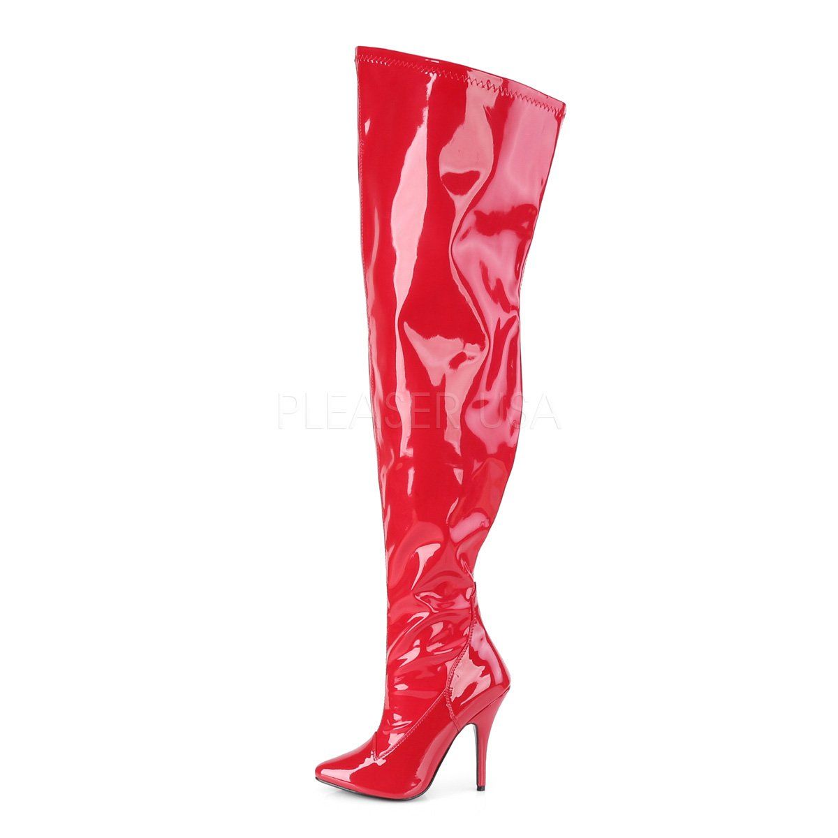 SEDUCE-3000WC Red stretch Pat Pleaser Pink Label