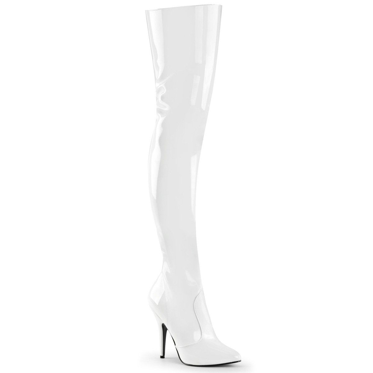 SEDUCE-3010 White Patent Thigh Boot Pleaser