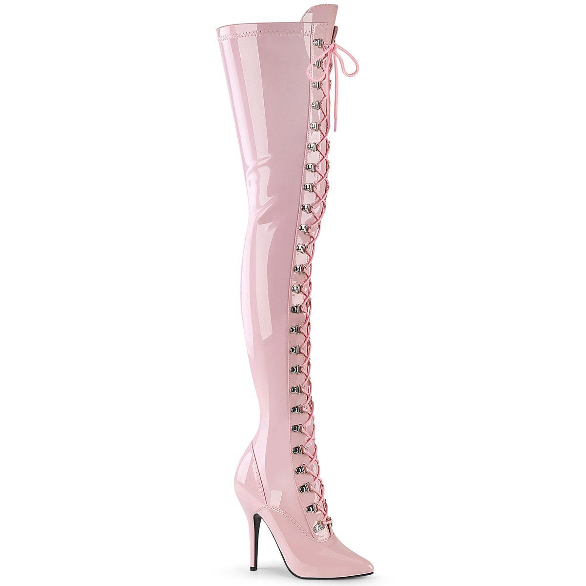 SEDUCE-3024 Baby Pink Patent Thigh Boot Pleaser