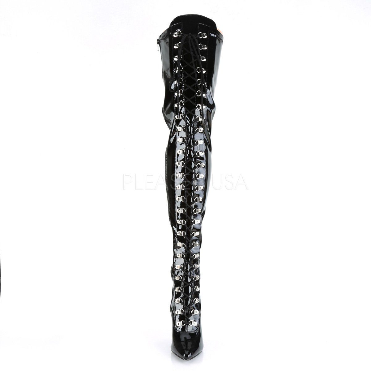 SEDUCE-3024 Black Stretch Patent Thigh Boot Pleaser
