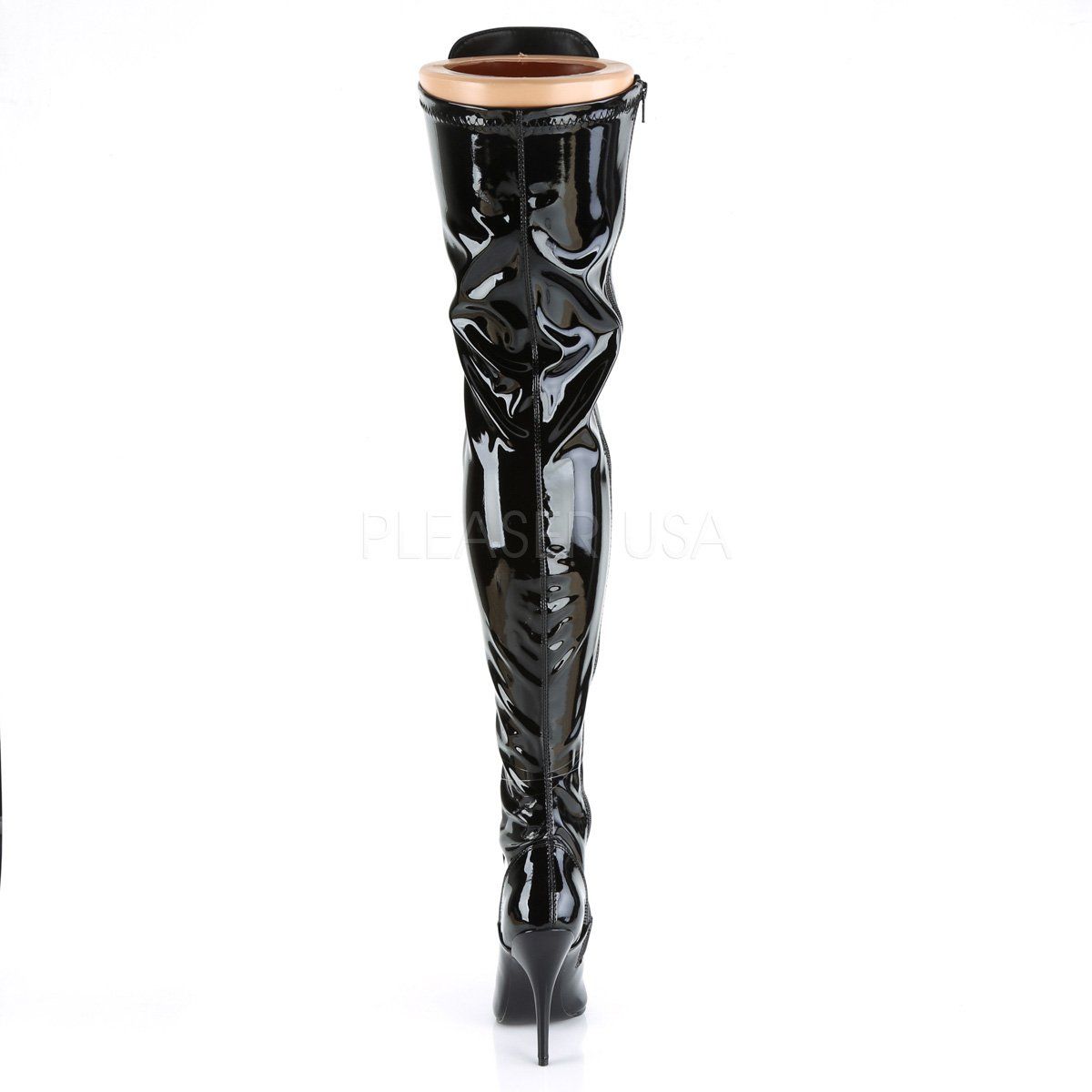 SEDUCE-3024 Black Stretch Patent Thigh Boot Pleaser