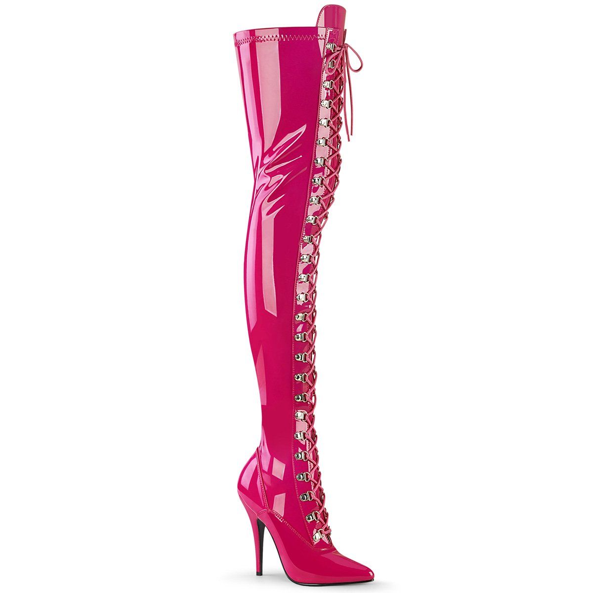 SEDUCE-3024 Hot Pink Patent Thigh Boot Pleaser
