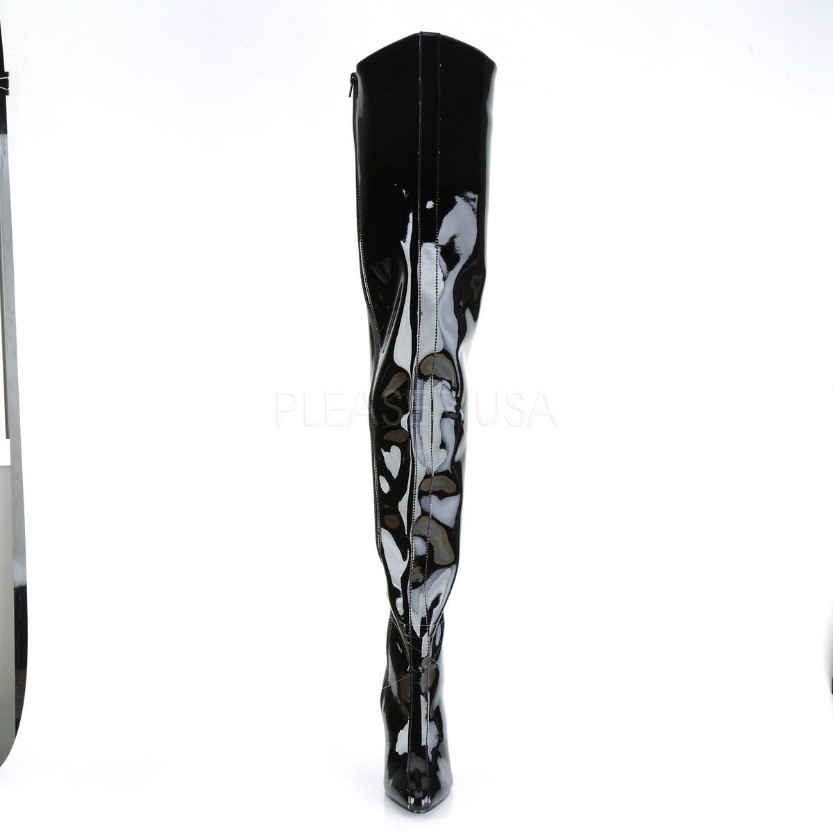 SEDUCE-4010 Black Patent Crotch Boot Pleaser