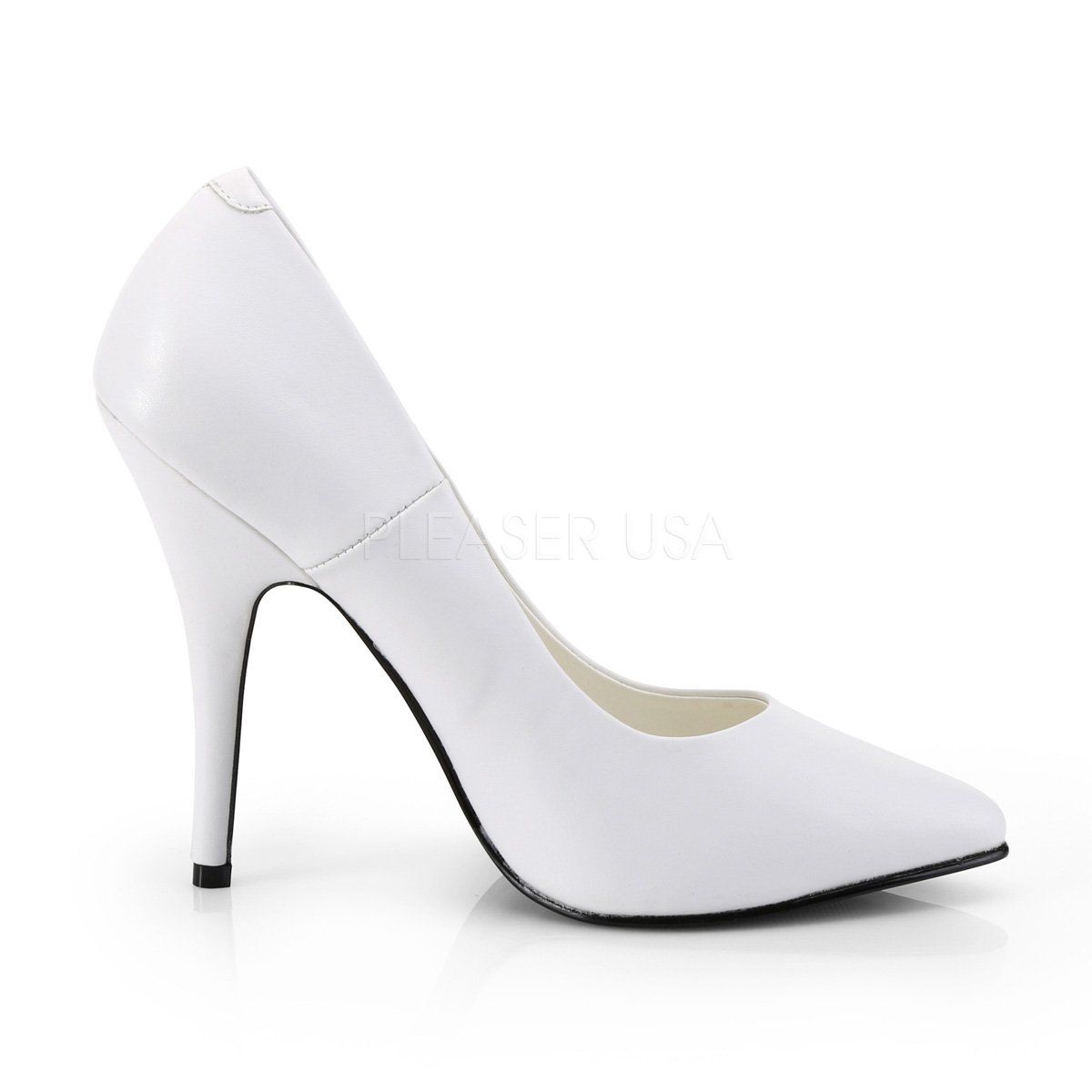 SEDUCE-420 White Faux Leather Pump Pleaser