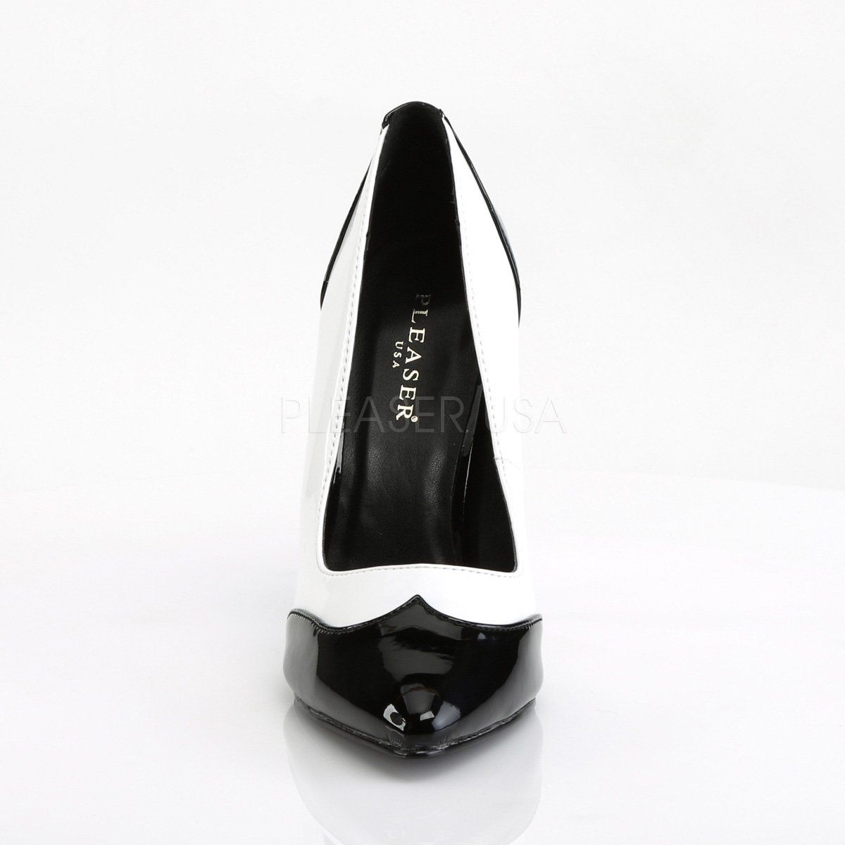 SEDUCE-425 Black-White Patent Pump Pleaser