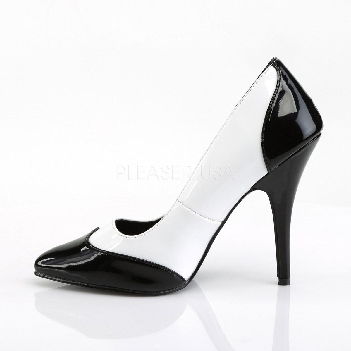 SEDUCE-425 Black-White Patent Pump Pleaser