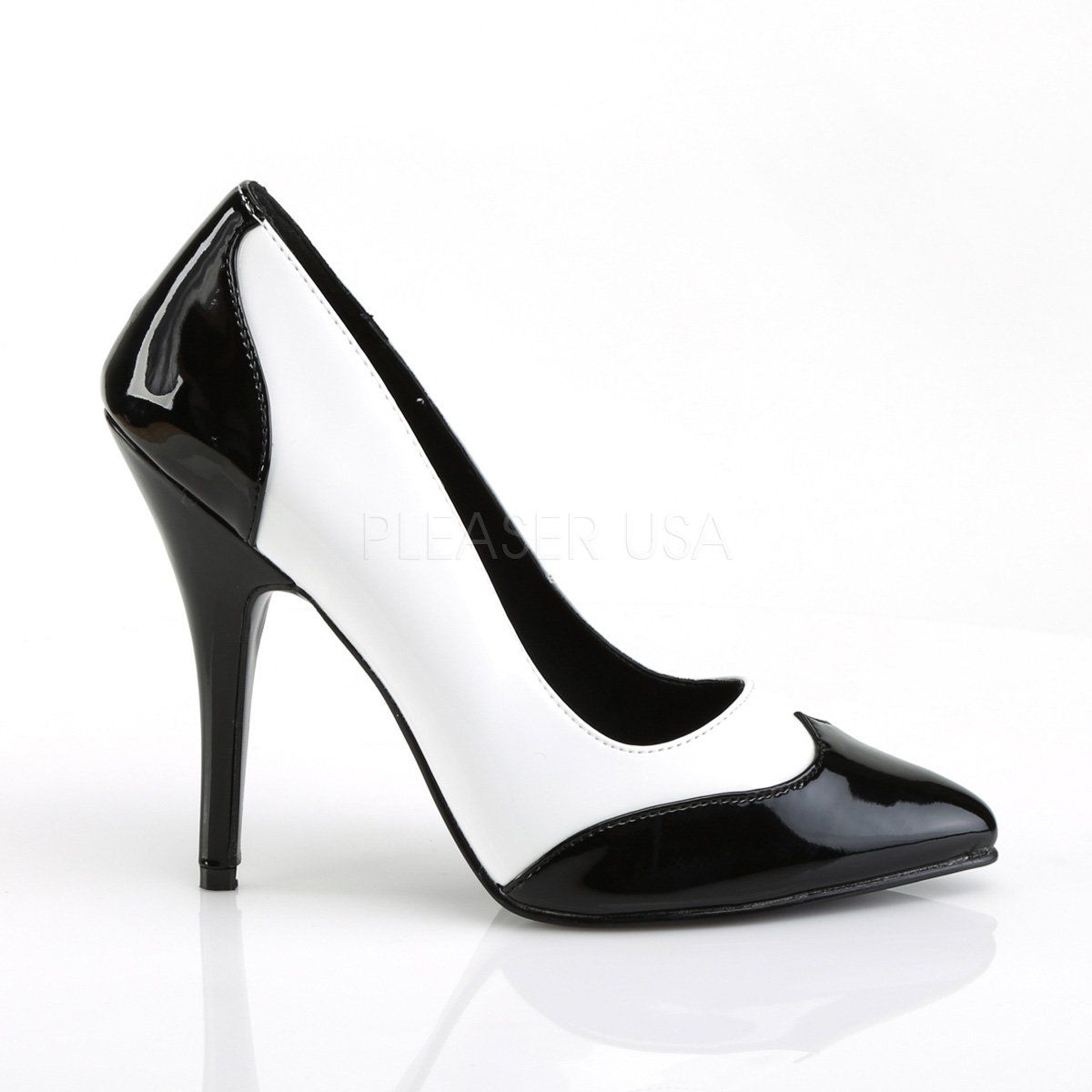 SEDUCE-425 Black-White Patent Pump Pleaser