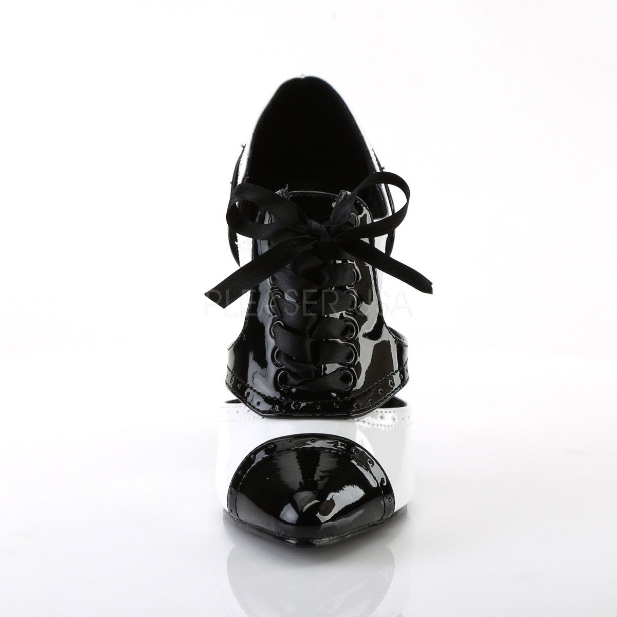 SEDUCE-458 Black-White Patent Pump Pleaser