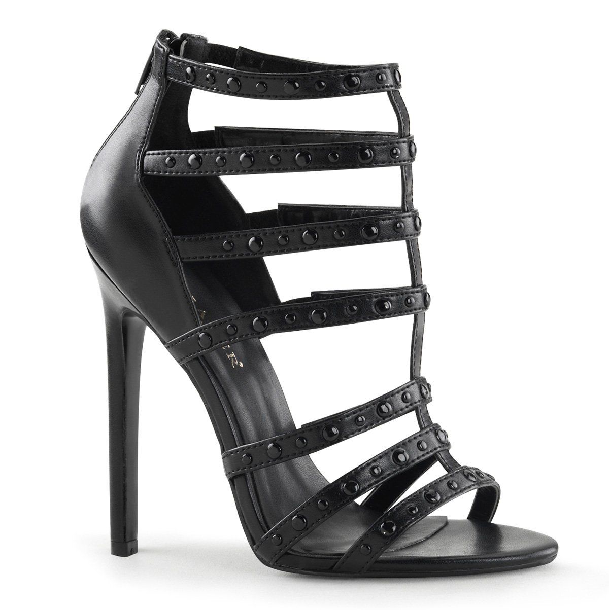 SEXY-15 Black Faux Leather Sandal Pleaser