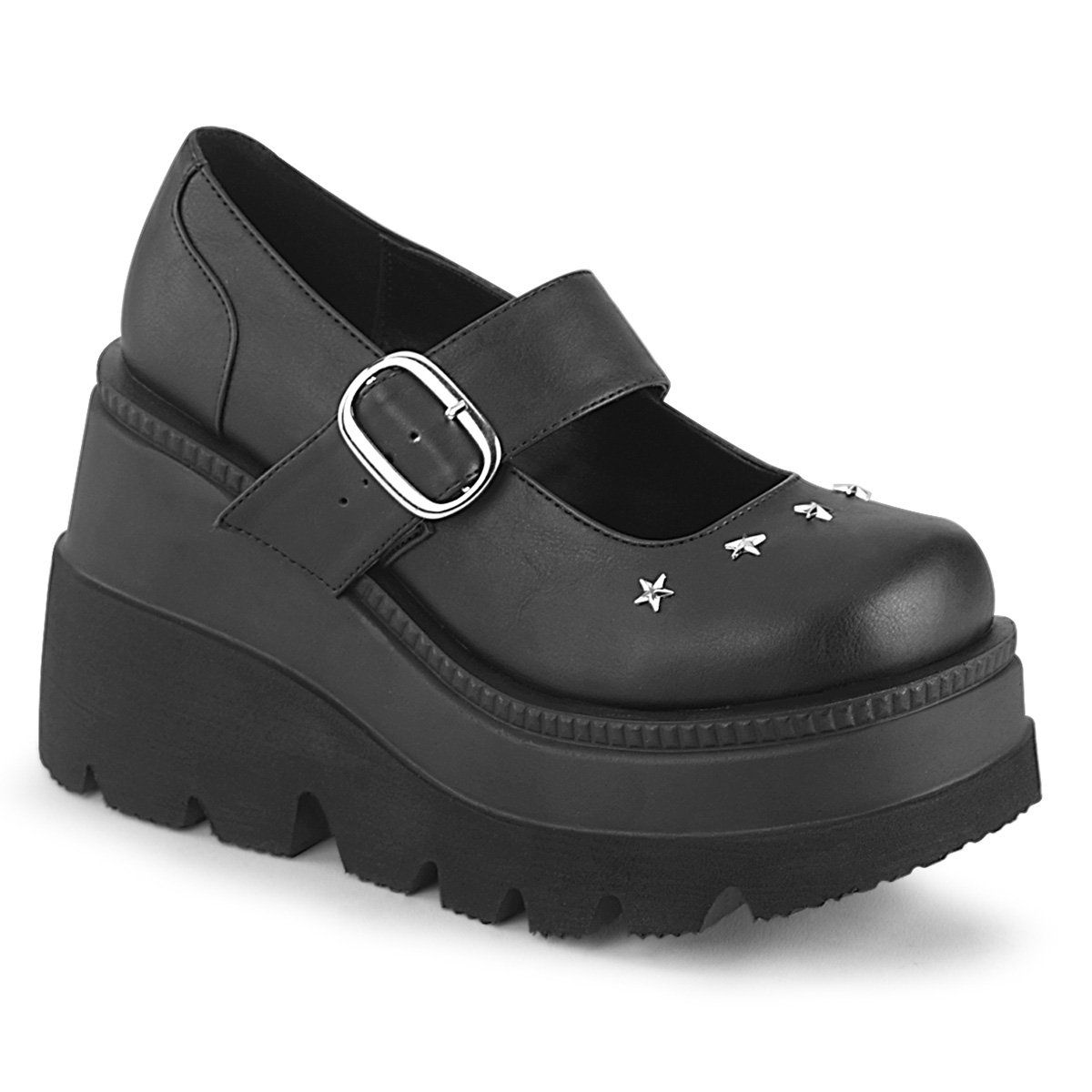 SHAKER-23 Black Vegan Leather Mary Janes Demonia