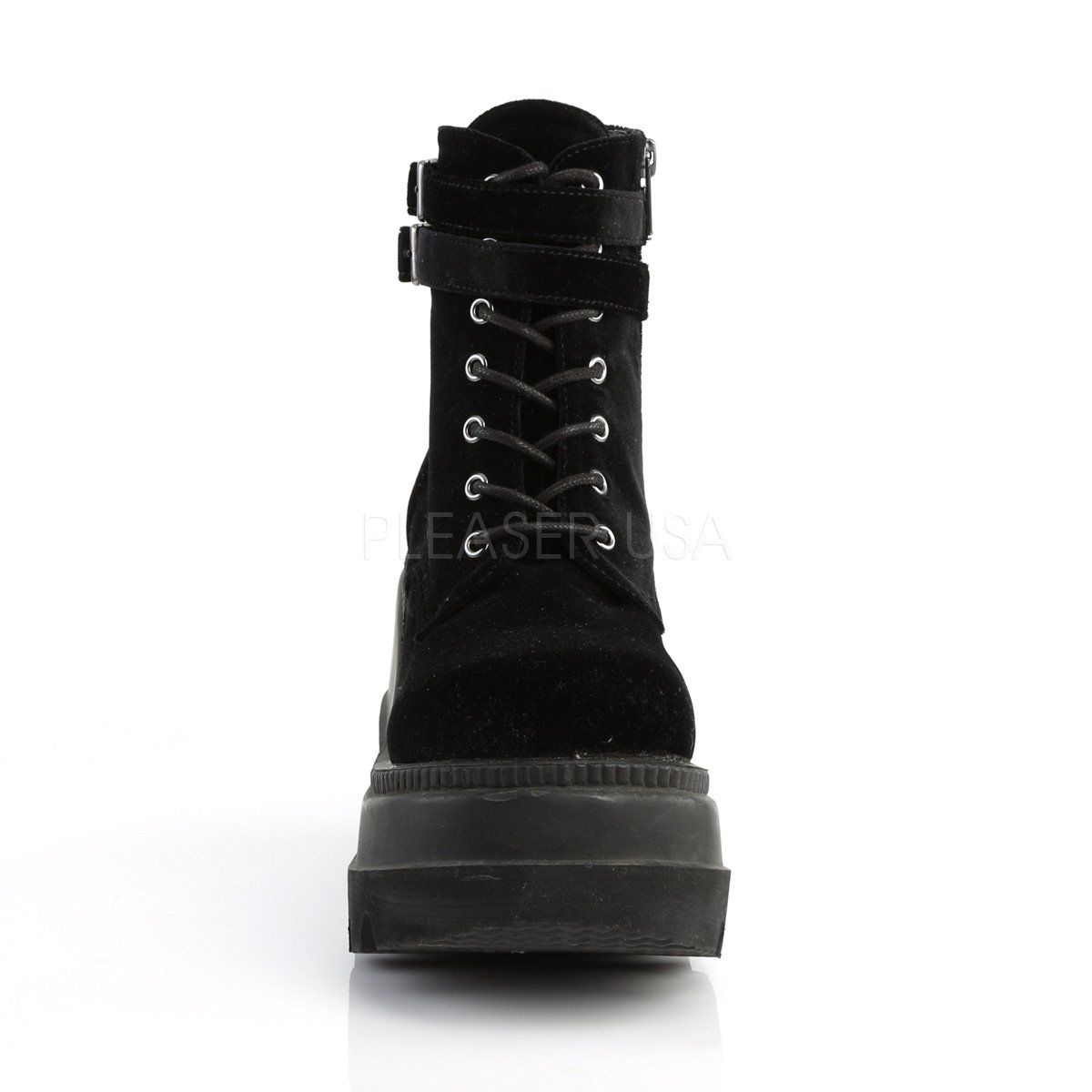 SHAKER-52 Black Velvet Ankle Boot Demonia
