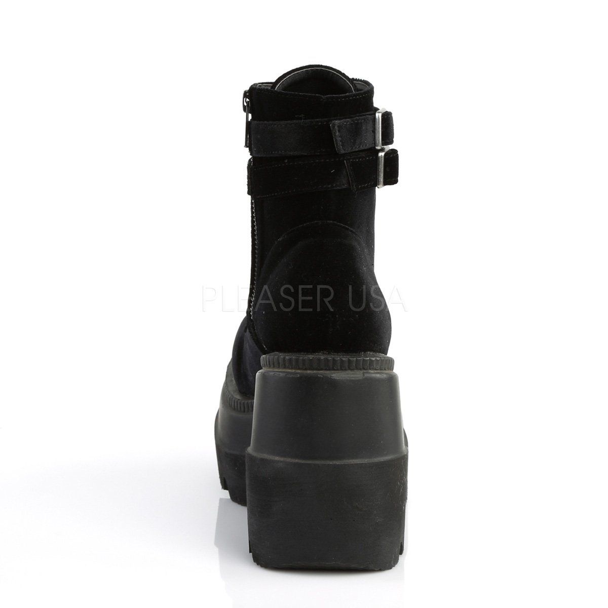 SHAKER-52 Black Velvet Ankle Boot Demonia