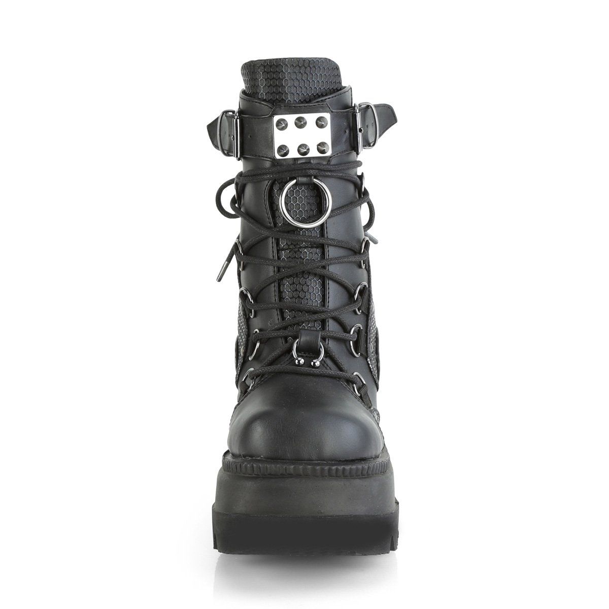 SHAKER-60 Black Vegan Leather Ankle Boot Demonia