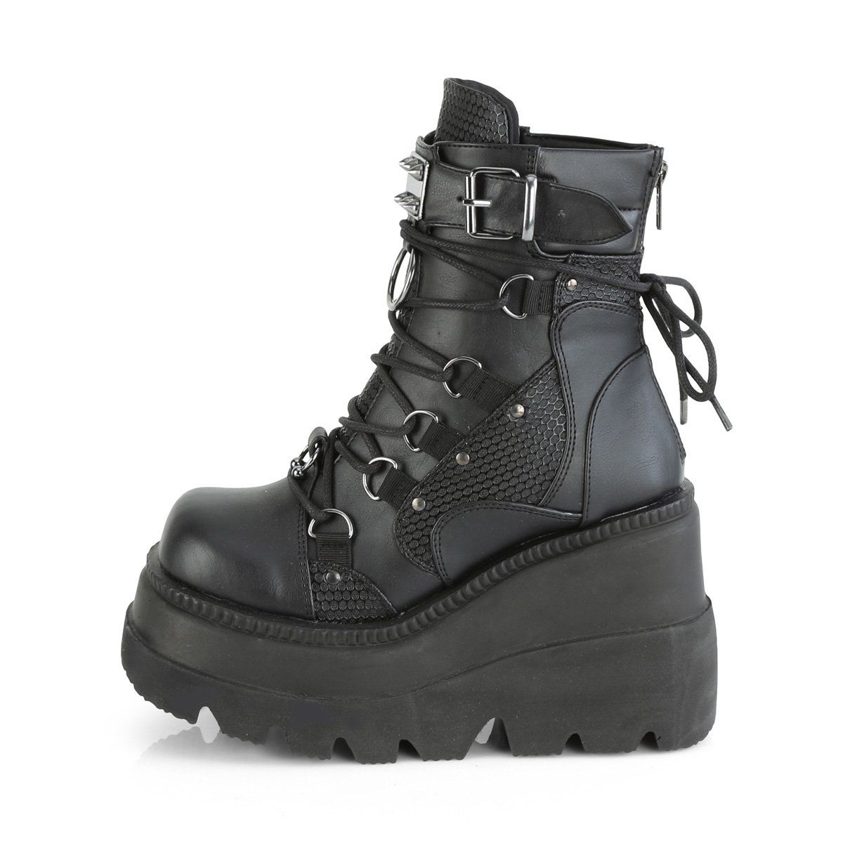 SHAKER-60 Black Vegan Leather Ankle Boot Demonia