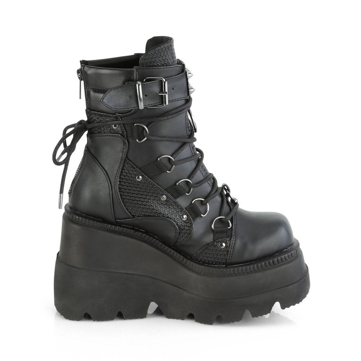 SHAKER-60 Black Vegan Leather Ankle Boot Demonia