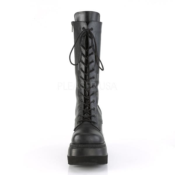 SHAKER-72 Black Vegan Leather Mid-Calf Boot Demonia