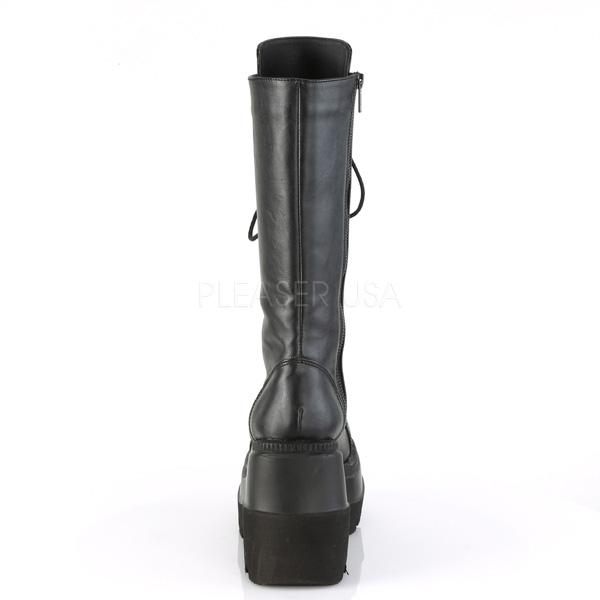 SHAKER-72 Black Vegan Leather Mid-Calf Boot Demonia
