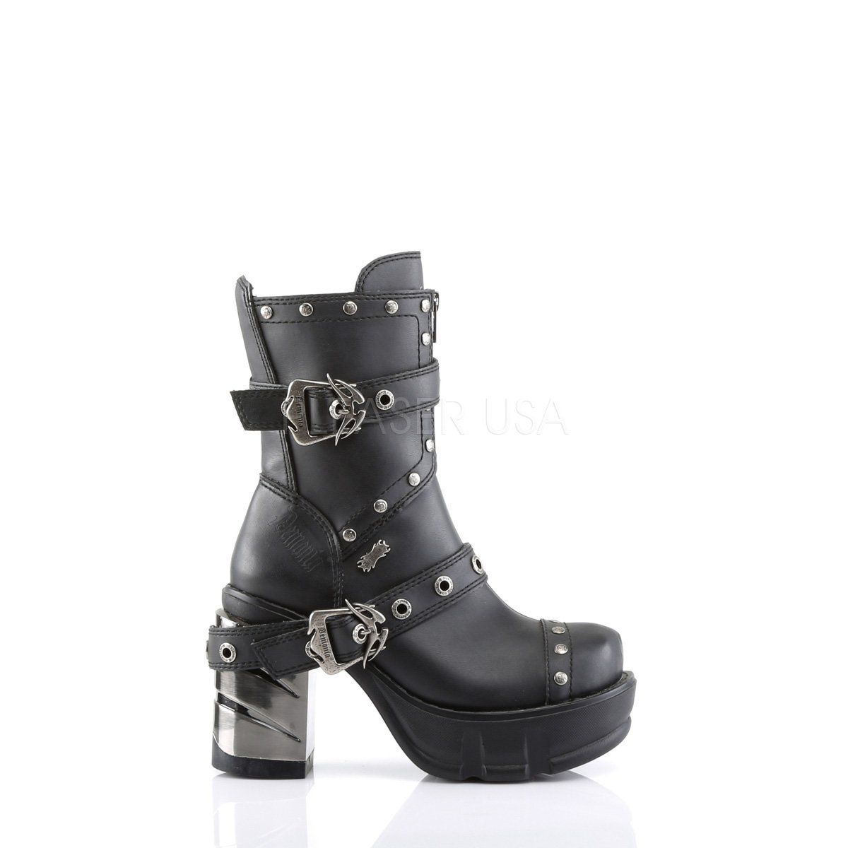 SINISTER-201 Black Vegan Leather Ankle Boot Demonia