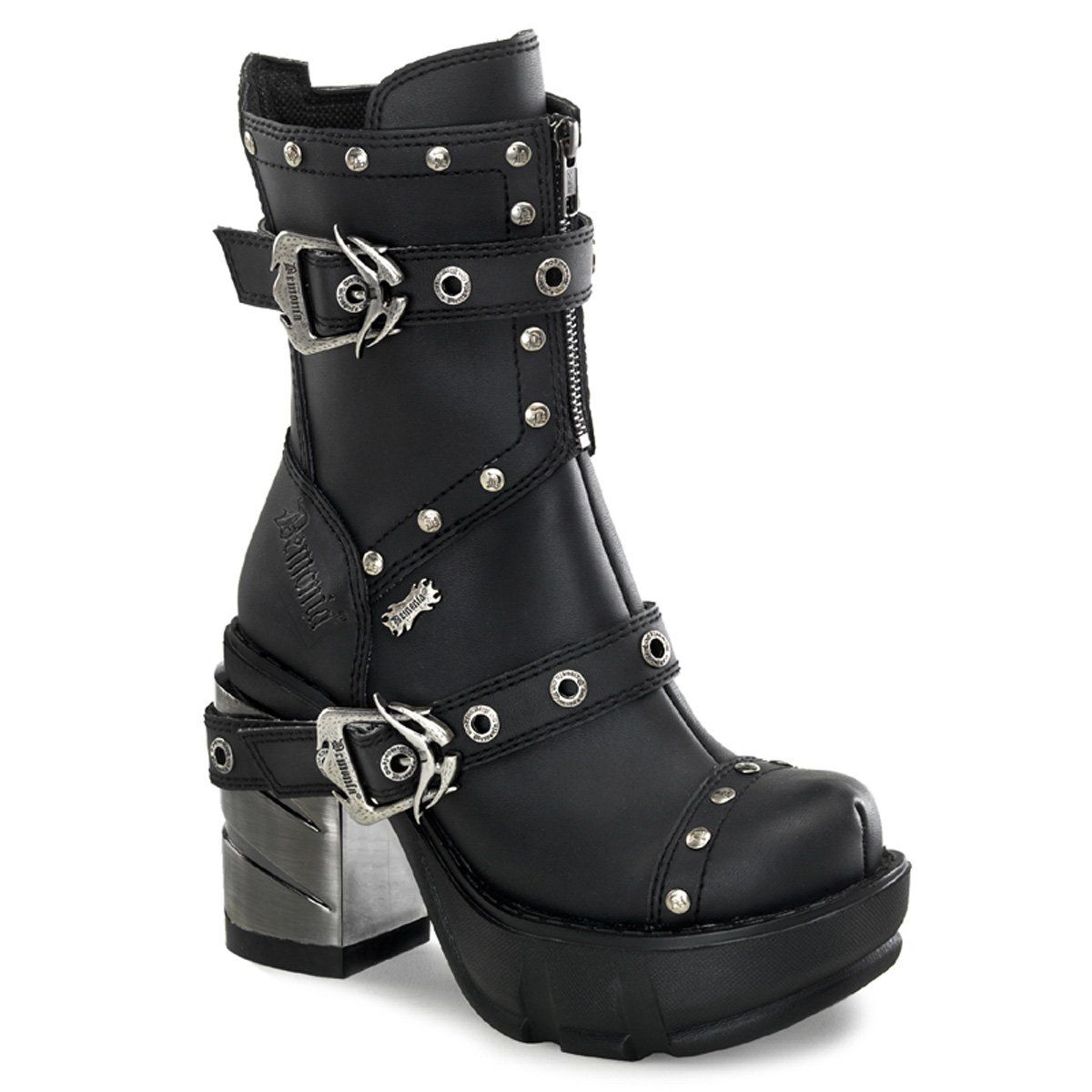 SINISTER-201 Black Vegan Leather Ankle Boot Demonia